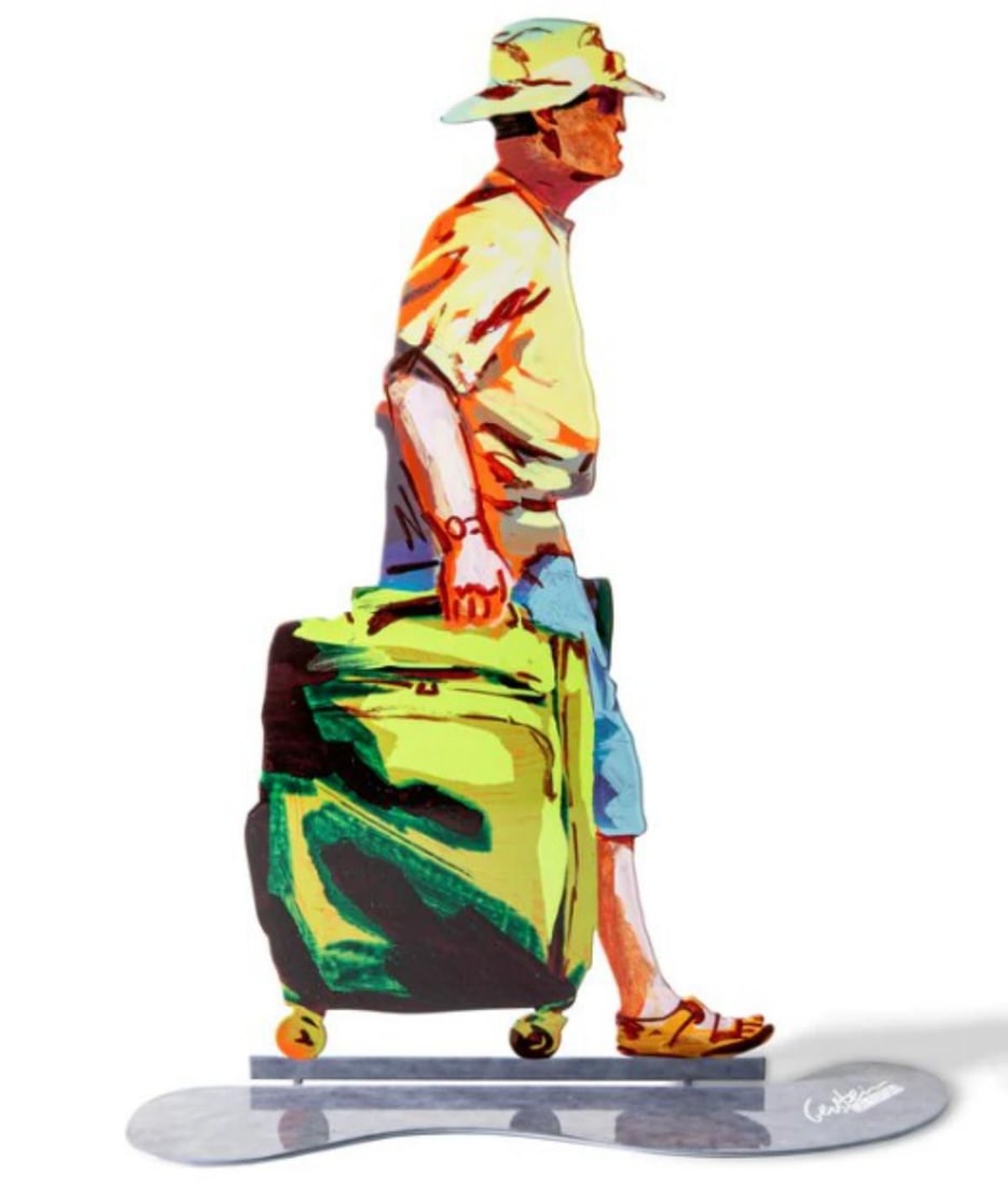 David Gerstein- Free Standing Sculpture "TOURIST": Artist: David Gerstein. Medium: Free Standing Sculpture. Title: TOURIST. Size: 16.3" x 10.6". Signature: Signed. Certificate of Authenticity: Is included. Additional: This piece is free standing sculp