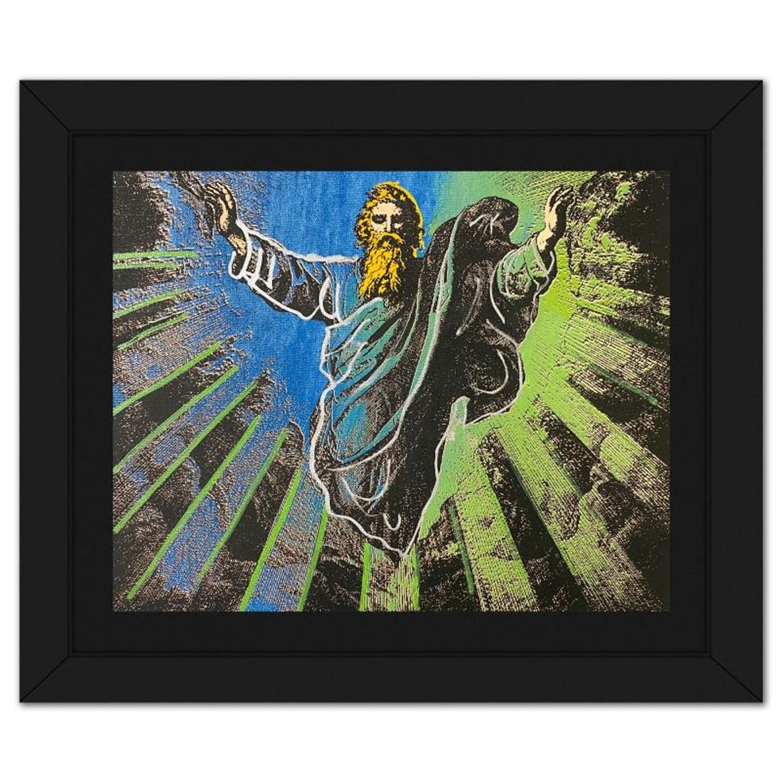 Steve Kaufman (1960-2010), "The Creation" Framed Hand Embellished Limited Edition Silscreen,: The Creation is a hand embellished limited edition silkscreen on canvas by Andy Warhol protege, Steve Kaufman (1960-2010), numbered 8/50 inverso and hand signed by the artist. This piece comes custom 
