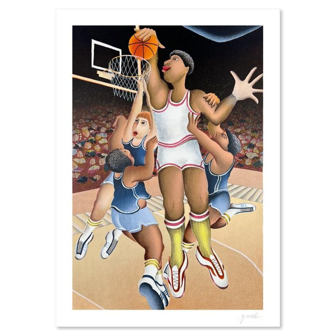 Yuval Mahler, "Basketball" Limited Edition Serigraph, Numbered and Hand Signed with Letter of: Basketball is a limited edition serigraph on paper by Yuval Mahler. The piece comes hand signed by the artist, numbered, and with a letter of authenticity. Measures approximately 19" x 13".