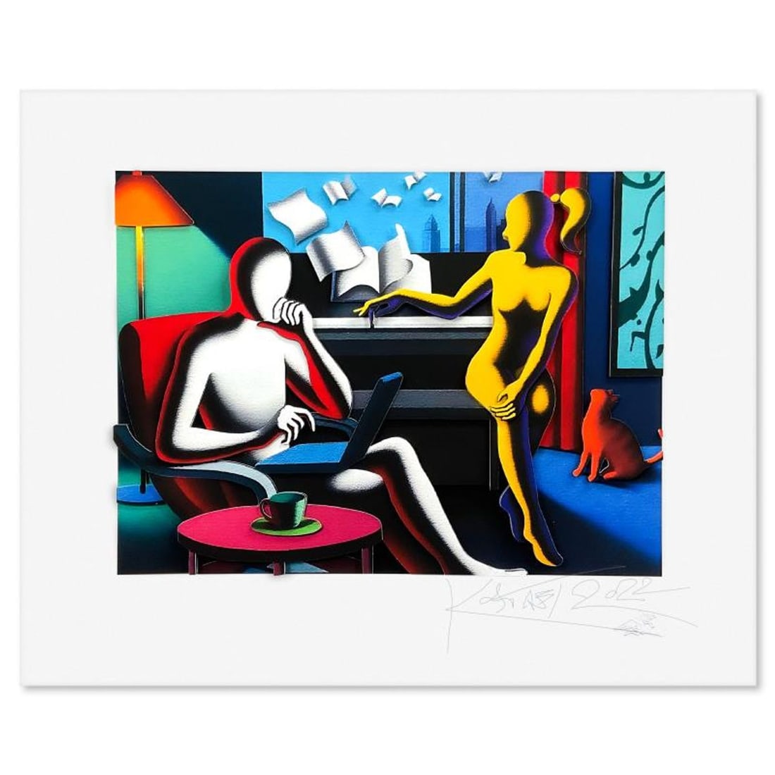 Mark Kostabi, "The Keys to Success" Limited Edition 3D Construction, Numbered and Hand Signed with: The Keys to Success is a limited edition 3D construction on paper by Mark Kostabi, hand signed by the artist. Includes Letter of Authenticity. Measures approx. 20" x 24" (with border). Reference#: