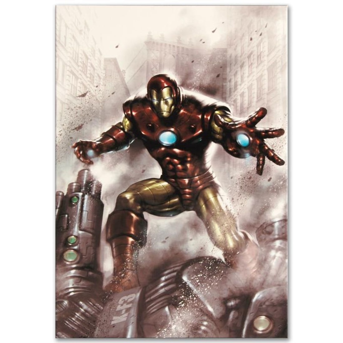 Marvel Comics "Indomitable Iron Man #1" Numbered Limited Edition Giclee on Canvas by Lucio Parrillo: A piece of comic book history, this limited edition, from original art by Lucio Parrillo, depicts the classic character of Iron Man. Lucio Parrillo has drawn art for such franchises as The Hulk, Iron