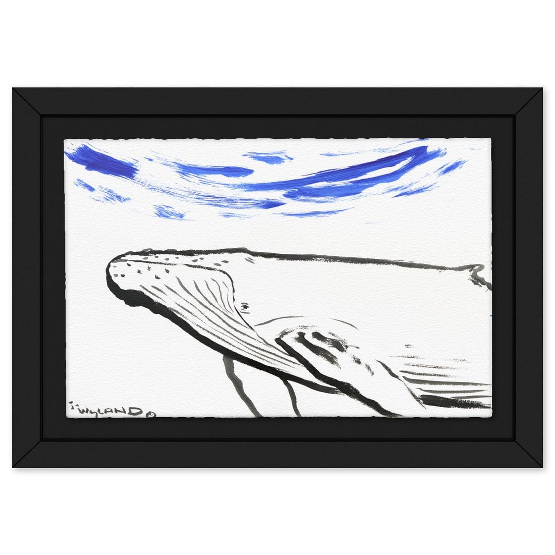 Wyland- Original Sumi Ink Painting "Humpback": Artist: Wyland. Medium: Original Sumi Ink Painting. Title: Humpback. Size: 26" x 40". Measures approx. 35" x 49" (framed). Signature: Hand signed by the artist. Certificate of Authenticity: Is