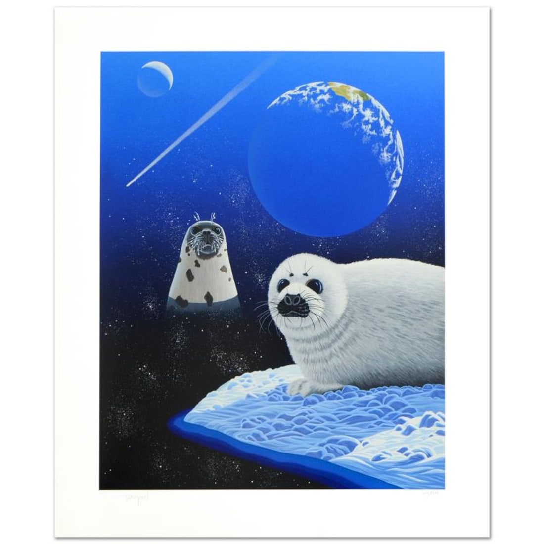 William Schimmel, "Our Home Too IV (Seals)" Limited Edition Serigraph, Numbered and Hand Signed with: Our Home Too IV (Seals) is a limited edition serigraph on paper by William Schimmel, numbered and hand signed by the artist! Includes Certificate of Authenticity! Measures approx. 28" x 34" (with