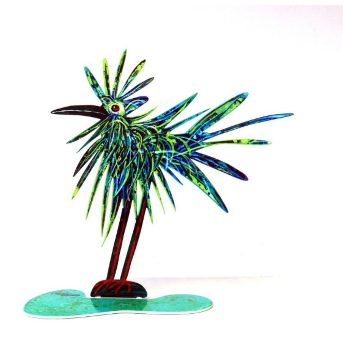David Gerstein- Free Standing Sculpture "Crazy Bird": Artist: David Gerstein. Medium: Free Standing Sculpture. Title: Crazy Bird. Size: 8.5" x 9". Signature: Signed by the artist. Certificate of Authenticity: Is included. Additional: This piece is free