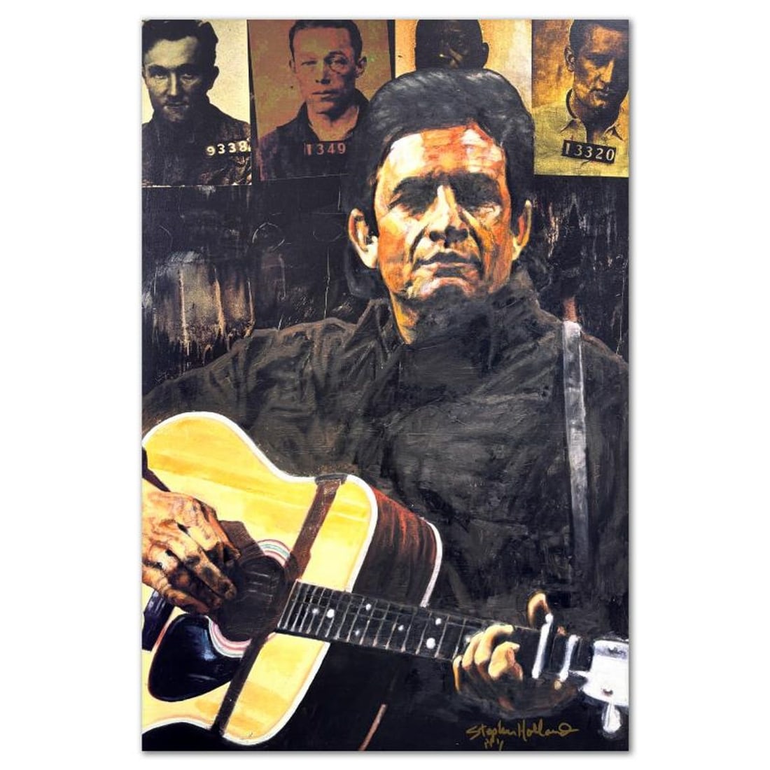 Stephen Holland, "Johnny Cash" Limited Edition on Canvas, PP Numbered 1 and Hand Signed with (1 of 3)