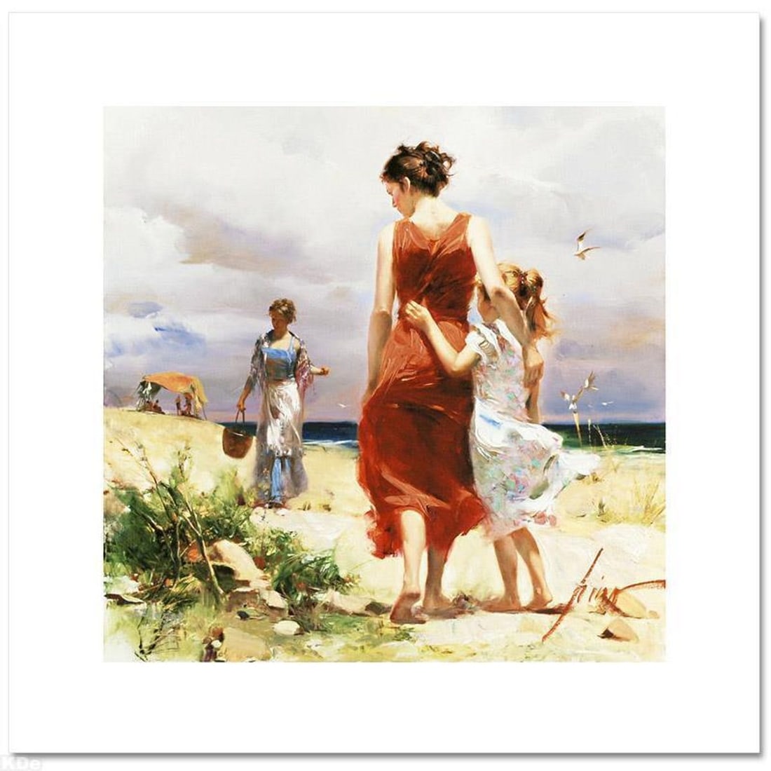 Pino (1939-2010) "Breezy Days" Limited Edition on Canvas, Numbered and Hand Signed with Certificate: Breezy Days is a limited edition giclee on canvas by Pino (1939-2010), numbered and hand signed by the artist. Includes Certificate of Authenticity. Measures approx. 12 x 12" (image). Reference#: 9312