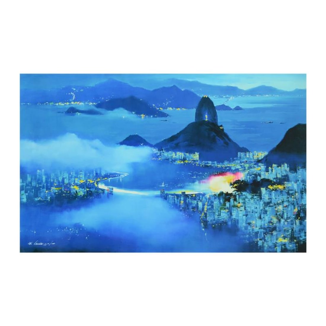 H. Leung, "Rio at Dusk" Limited Edition on Canvas, Numbered and Hand Signed with Letter of: Rio at Dusk is a limited edition giclee on canvas by H. Leung, numbered and hand signed by the artist. Includes Letter of Authenticity. Measures approx. 45" x 28" (image).