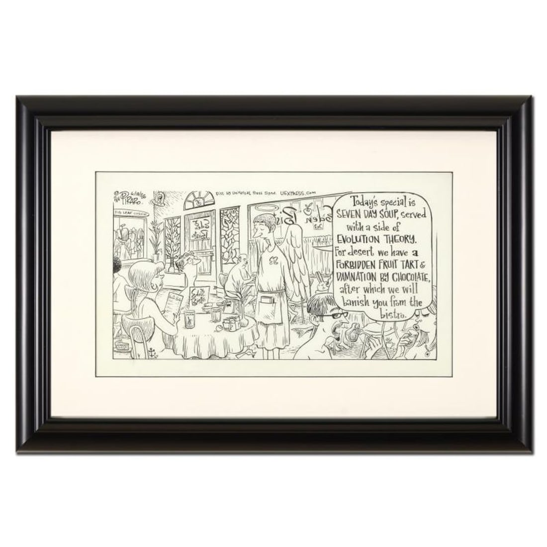 Bizarro, "Eden's Bistro" is a Framed Original Pen & Ink Drawing by Dan Piraro, Hand Signed with (1 of 2)