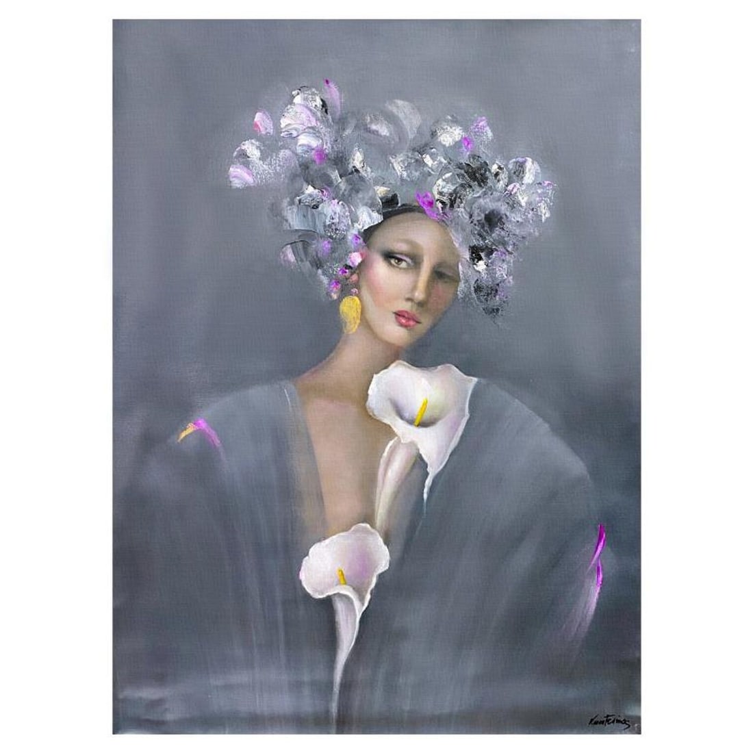 Victoria Montesinos, Original Oil Painting on Canvas, Hand Signed with Letter of Authenticity.: This is an original oil painting on canvas by Victoria Montesinos, hand signed by the artist. Includes Letter of Authenticity. Measures approx. 39" x 29" (image).