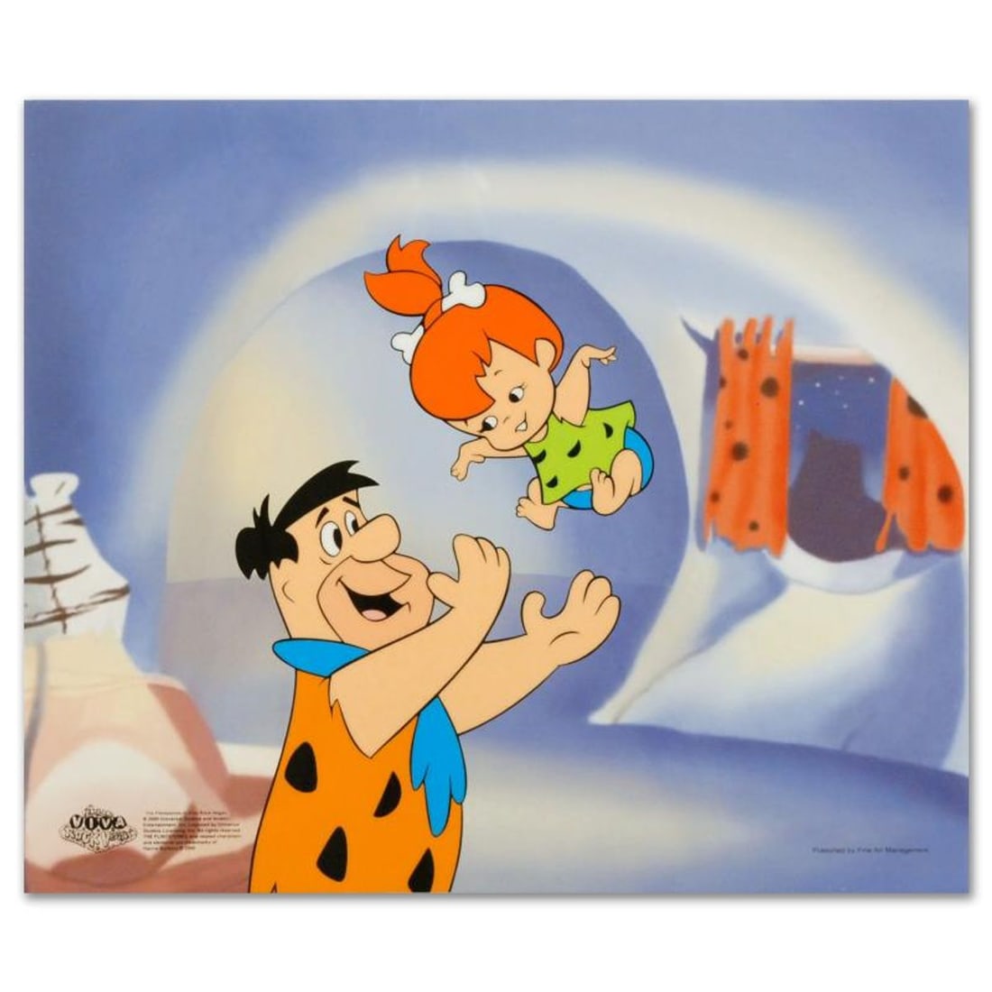 Fred Tossing Pebbles Limited Edition Sericel from the Popular Animated Series The Flintstones.: This truly wonderful collector's item from America's animation pop culture will bring cheer to fans of both past and present! "Fred Tossing Pebbles" is a limited edition sericel with a full color back