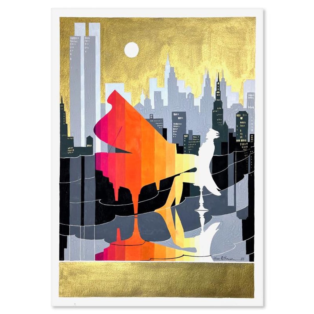 Zina Roitman, Hand Signed Original Painting with Letter of Authenticity.: This is an untitled original painting on paper by Zina Roitman. The piece is hand signed and comes with a letter of authenticity. Measures approximately 30" x 22".