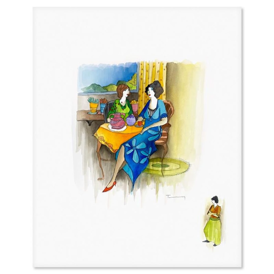 Itzchak Tarkay (1935-2012), Original Mixed Media Watercolor, Hand Signed with Letter of: This is an original mixed media watercolor on paper by Itzchak Tarkay (1935-2012), hand signed by the artist. Includes Letter of Authenticity. Measures approx. 30" x 22" (image).