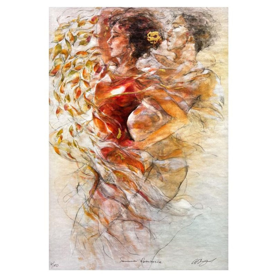 Gary Benfield, "Summer Romance" Limited Edition Serigraph on Canvas, Numbered 7/150 and Hand Signed (1 of 2)