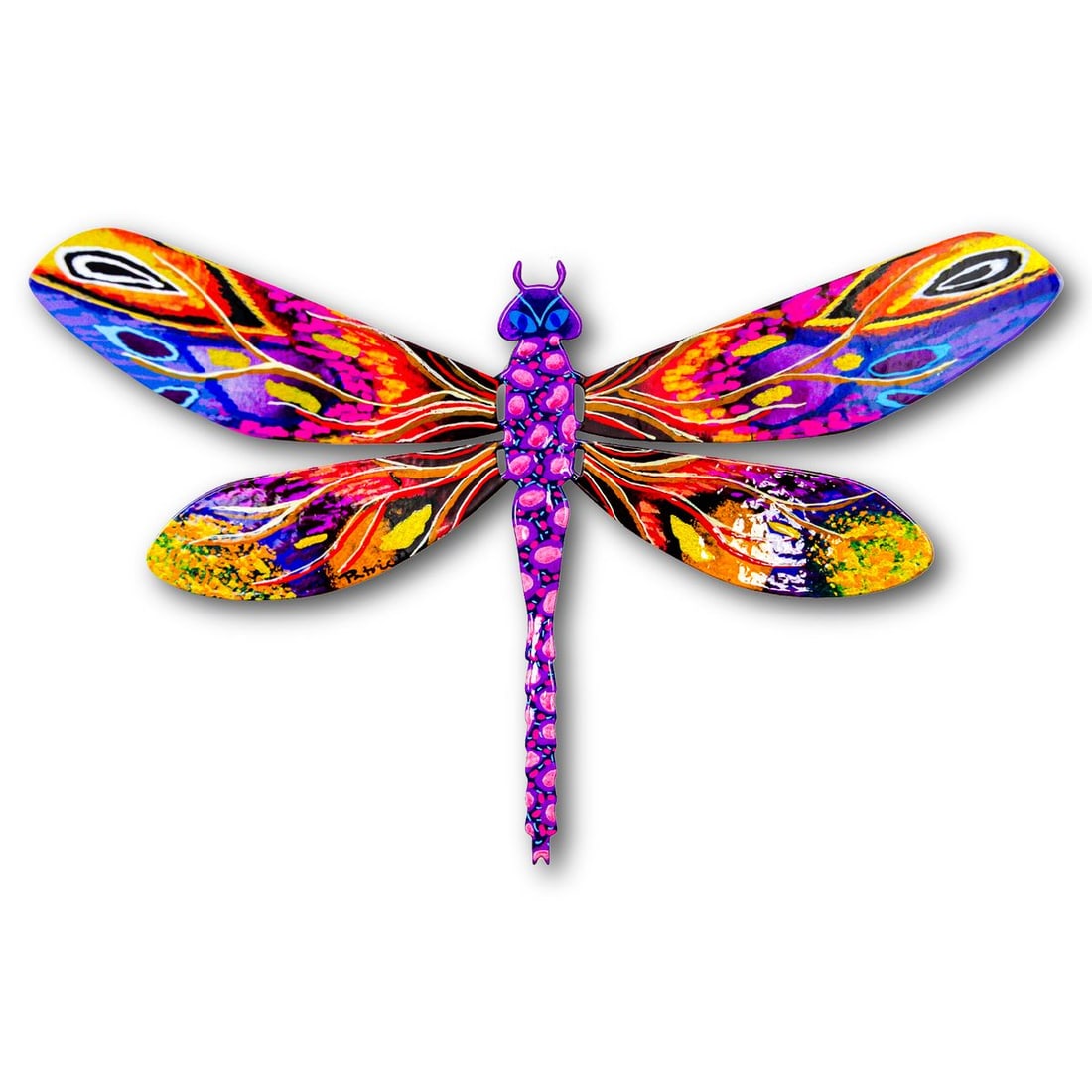Patricia Govezensky- Original Painting on Cutout Steel "Dragonfly": Artist: Patricia Govezensky. Medium: Original Painting on Cutout Steel. Title: Dragonfly. Size: 7.5" x 12". Signature: Hand Signed by the Artist. Certificate of Authenticity: From the publisher. Refer