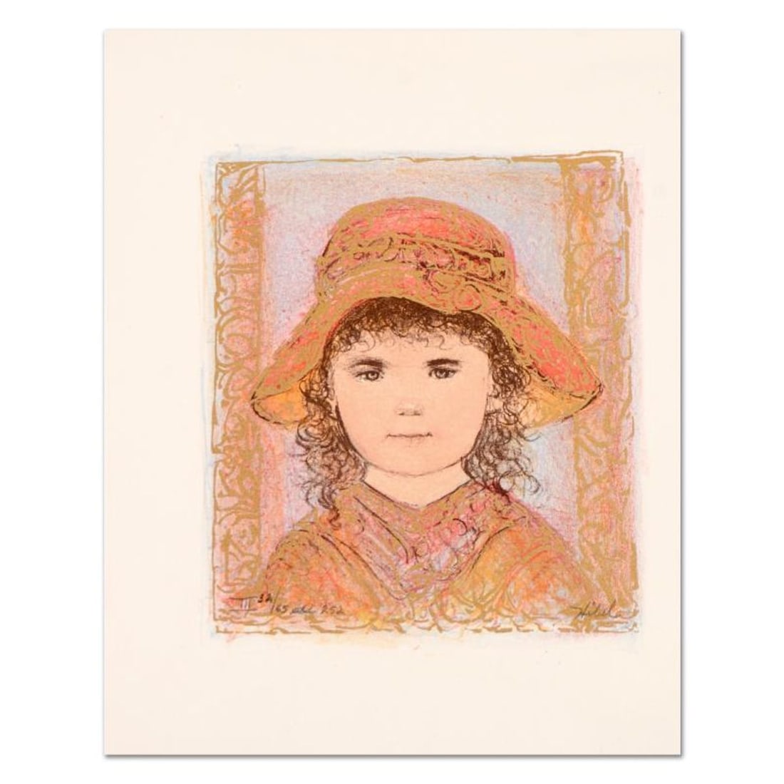 Edna Hibel (1917-2014), "Glori" Limited Edition Lithograph with Remarque, Numbered and Hand Signed: Glori is a limited edition lithograph on paper with remarque by Edna Hibel (1917-2014), numbered and hand signed by the artist. Includes Certificate of Authenticity. Measures approx. 12" x 15"