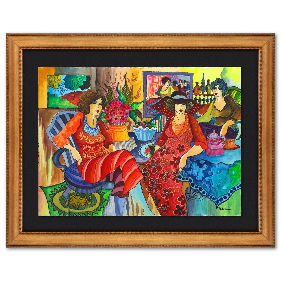 Patricia Govezensky- Original Watercolor on Paper "Chroma Bliss": Artist: Patricia Govezensky. Medium: Original Watercolor on Paper. Title: Chroma Bliss. Size: 22" x 30". Measures approx. 32" x 40" (framed). Signature: Hand signed. Certificate of Authenticity: is