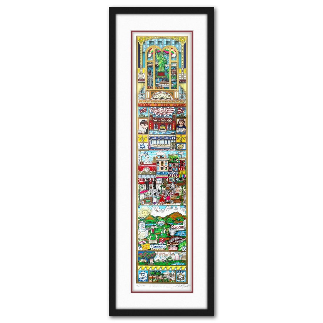 Charles Fazzino- 3D Construction Silkscreen Serigraph "A Celebration of Heritage": Artist: Charles Fazzino. Medium: 3D Construction Silkscreen Serigraph. Title: A Celebration of Heritage. Size: 38" x 8". Measures approx. 44" x 15" (framed). Signature: Hand signed and numbered. Certi