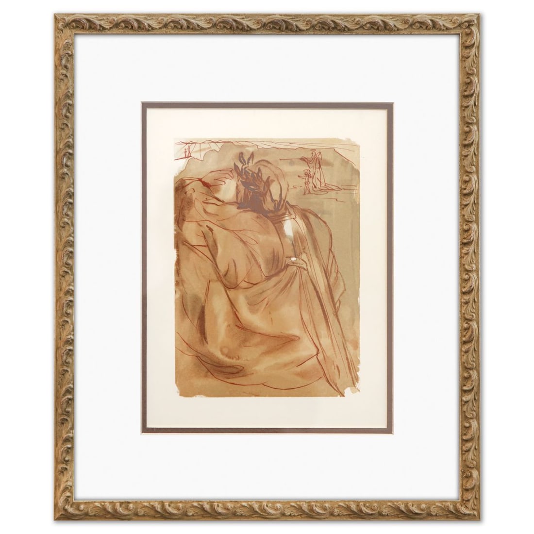 Salvador Dali- Original Color Woodcut on B.F.K. Rives Paper "Purgatory 30": Artist: Salvador Dali. Medium: Original Color Woodcut on B.F.K. Rives Paper. Title: Purgatory 30. Size: 13" x 10". Measures approx. 19" x 16" (framed). Certificate of Authenticity: Is included. Additi