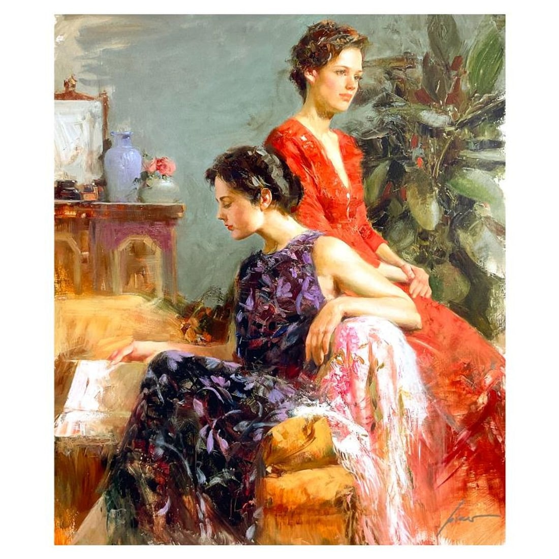 Pino (1939-2010), "Lazy Afternoon" Limited Edition on Canvas, Numbered 23/150 and Hand Signed with: Lazy Afternoon is a limited edition giclee on canvas by Pino (1939-2010), numbered 23/150 and hand signed by the artist. Includes Certificate of Authenticity. Measures approx. 32" x 27" (image).
