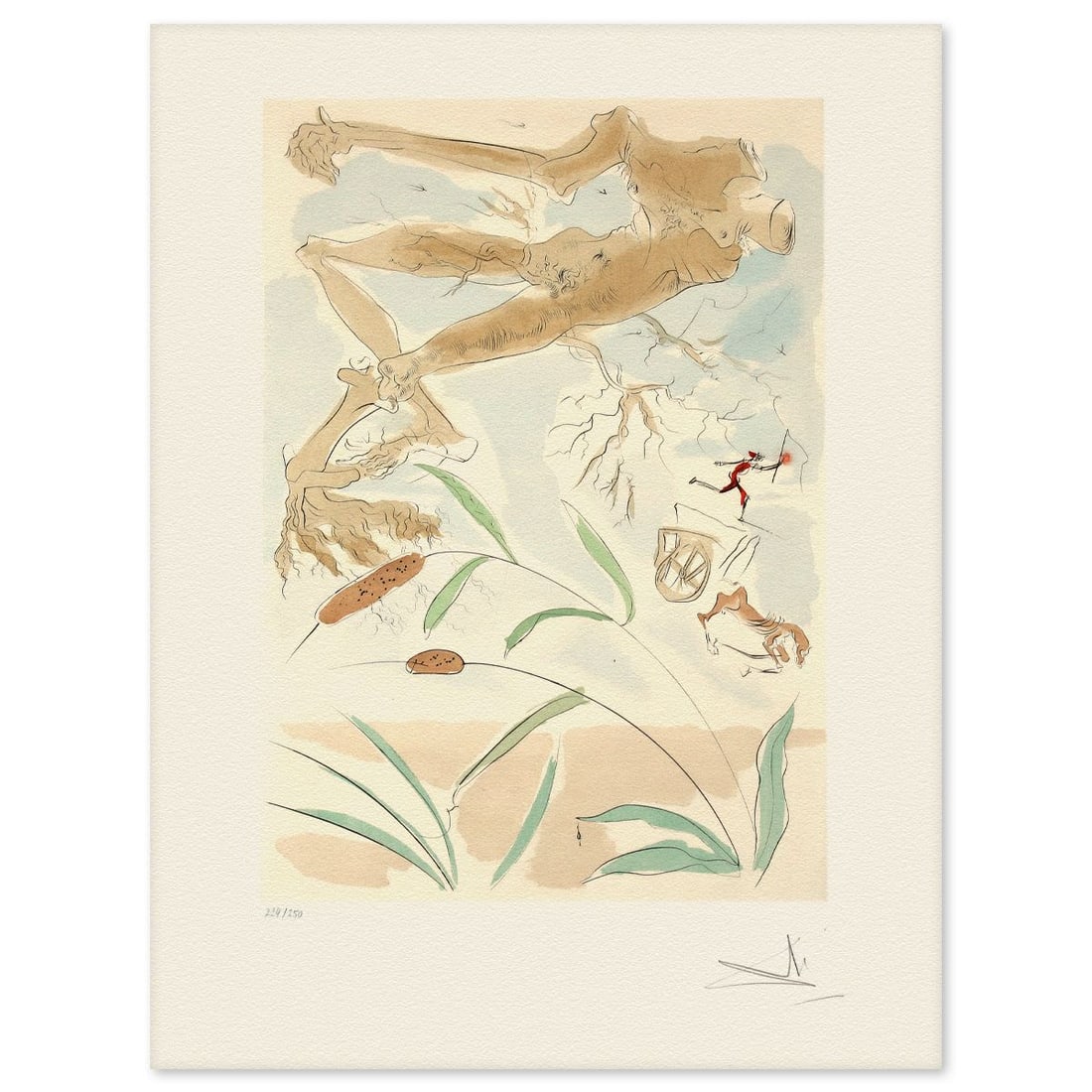 Salvador Dali- Etching "The Oak and the Reed": Artist: Salvador Dali. Medium: Etching. Title: The Oak and the Reed. Size: 30" x 22". Signature: Hand signed and numbered. Reference#: 74740.