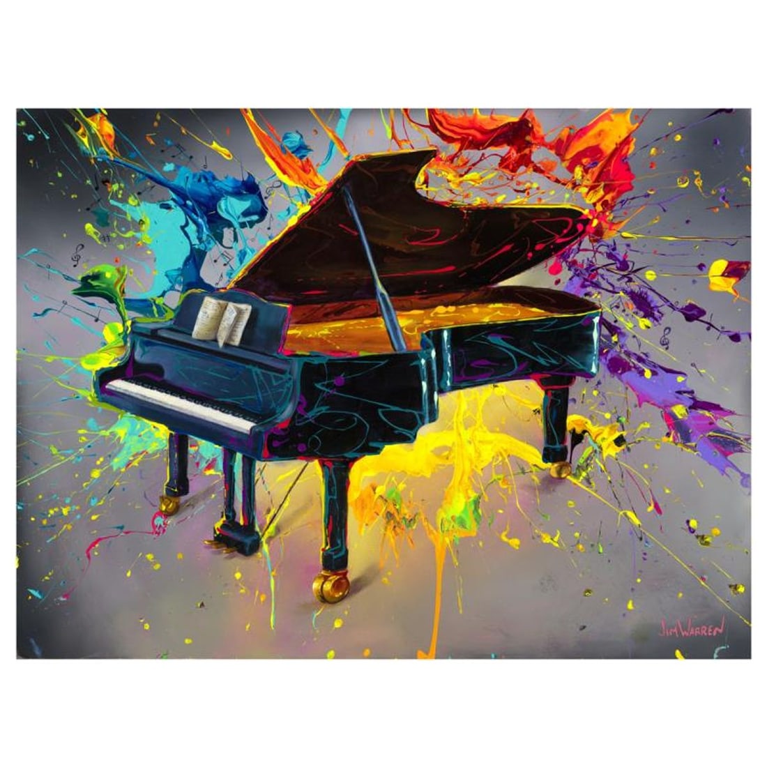 Jim Warren, "Very Grand Piano" Hand Signed, Artist Embellished AP Limited Edition Giclee on Canvas: Very Grand Piano is an AP numbered, artist embellished limited edition giclee on canvas by Jim Warren. The piece is hand signed and accompanied by a letter of authenticity. Measures approximately 18" 