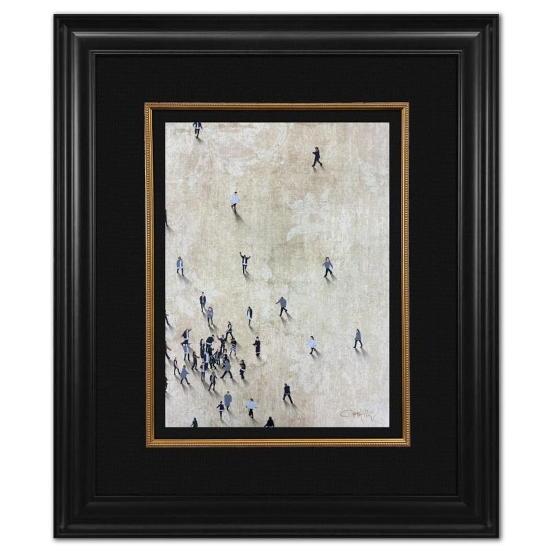 Craig Alan, "Fragments (Populous)" Framed Original Mixed Media on Vintage Wallpaper, Hand Signed (1 of 2)