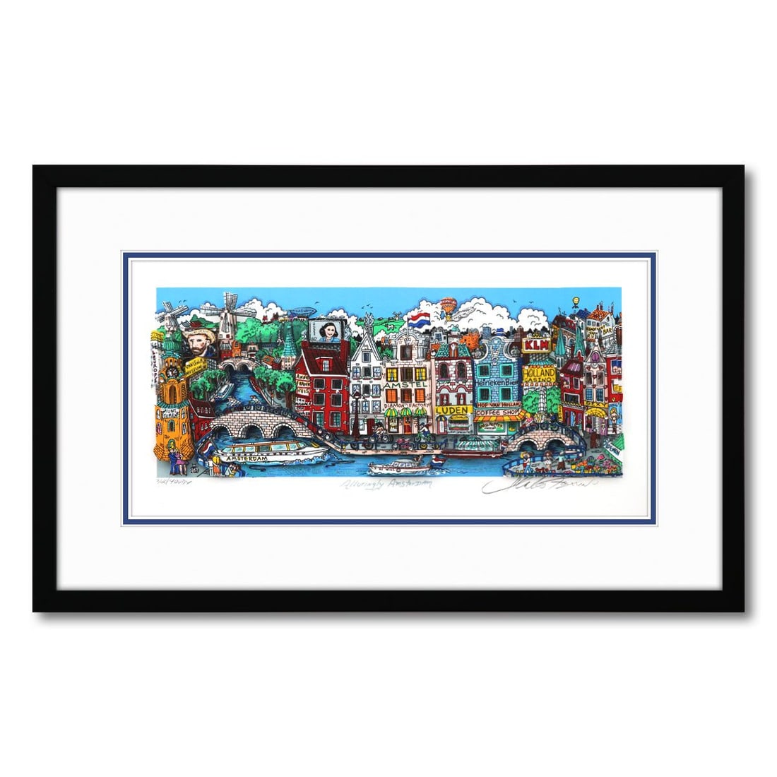 Charles Fazzino- 3D Construction Silkscreen Serigraph "Alluringly Amsterdam (Black)" (1 of 2)