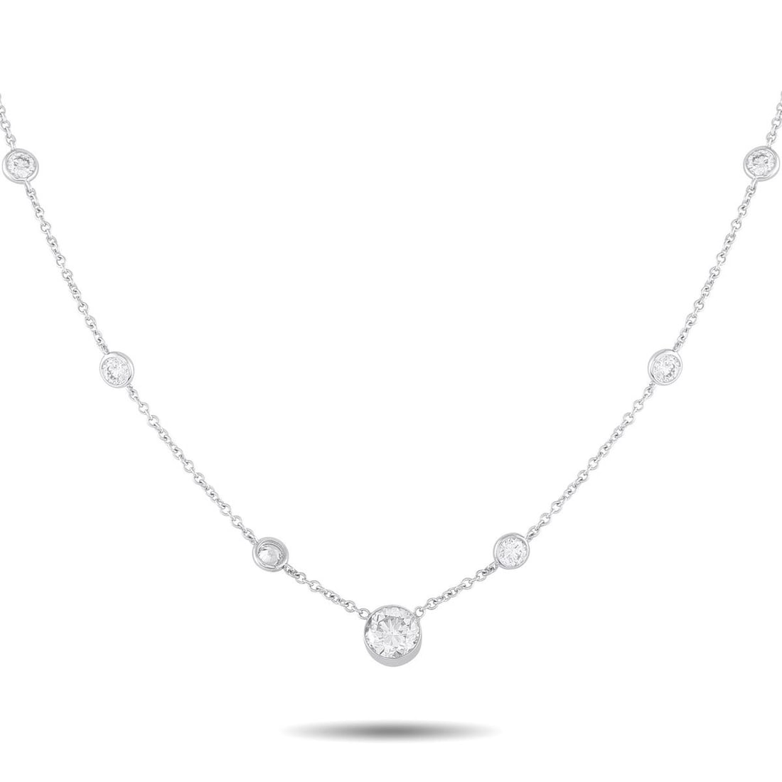 18K WHITE GOLD 3.50CT DIAMOND STATION NECKLACE (1 of 3)