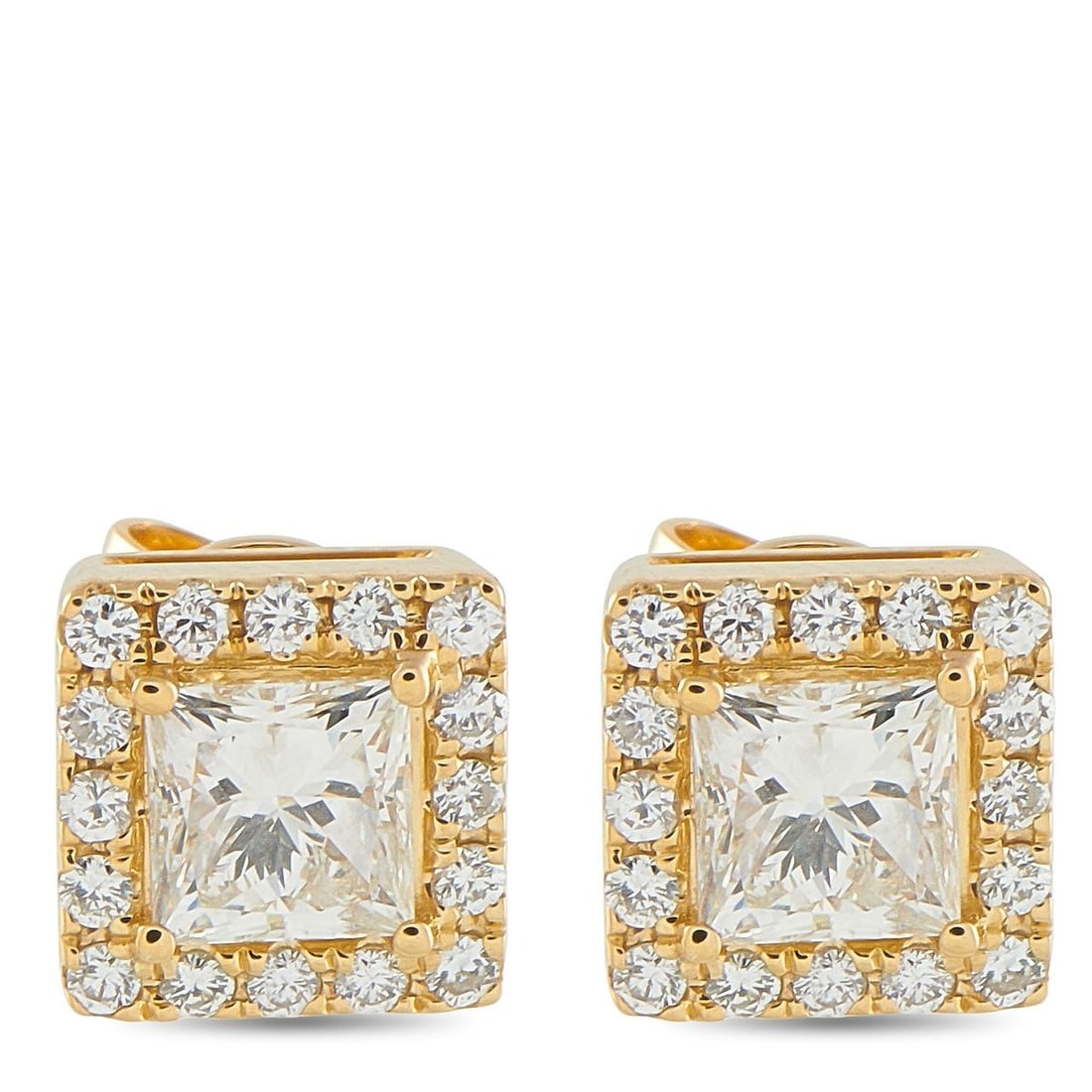 18K YELLOW GOLD 1.37CT DIAMOND SQUARE STUD EARRINGS (1 of 4)
