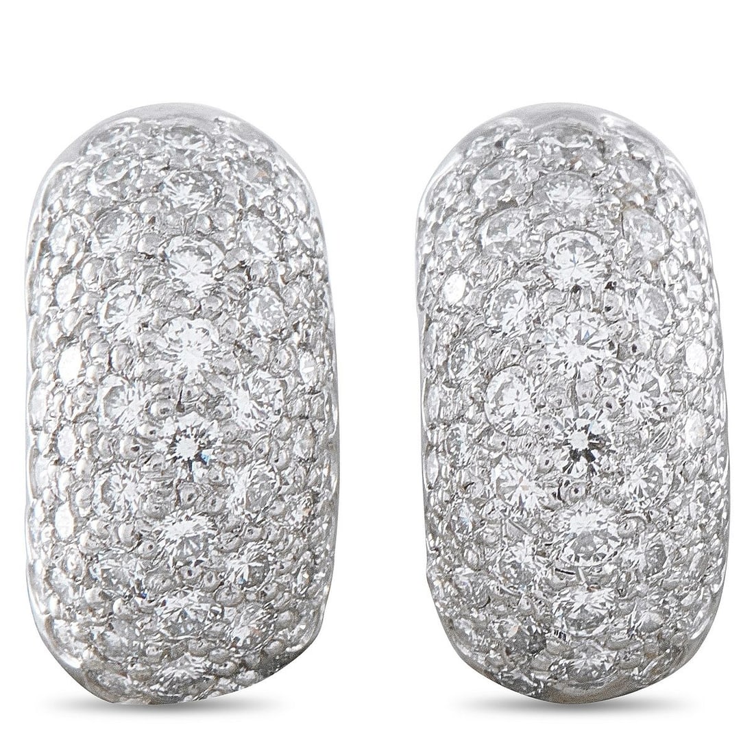 TIFFANY & CO. PLATINUM 0.65CT DIAMOND EARRINGS: A chic, minimalist design makes these Tiffany & Co. earrings an instant classic. Set in Platinum, pave Diamonds with a total weight of 0.65 carats allow them to add a touch of sparkle to your every mo