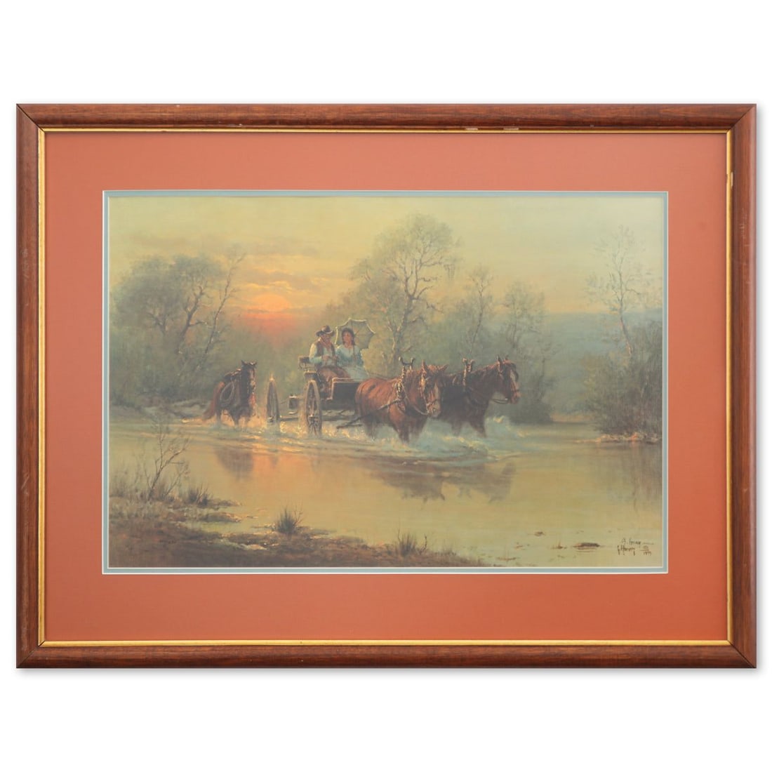 Guy Harvey- Offset Lithograph "Wagon Ride": Artist: Guy Harvey. Medium: Offset Lithograph. Title: Wagon Ride. Size: 18" x 27". Signature: Signed and numbered. Additional: Disclaimer: The frame shows some signs of wear consistent with age and ha
