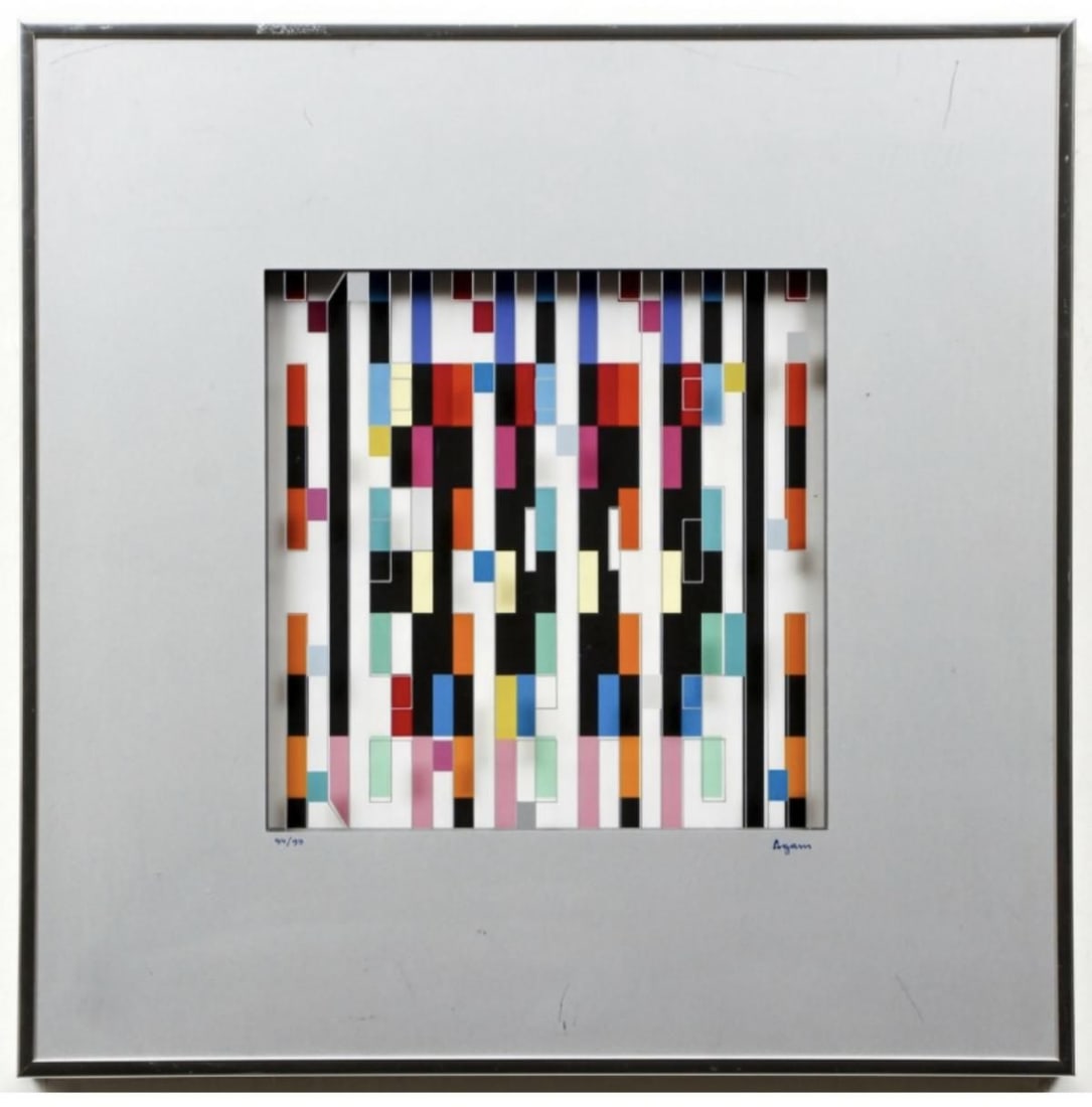 Yaacov Agam- 3d Double layer silkscreen: Artist: Yaacov Agam. Medium: 3d Double layer silkscreen. Measures approx. 20" x 20" (framed). Signature: Hand signed and numbered. Reference#: 28130.