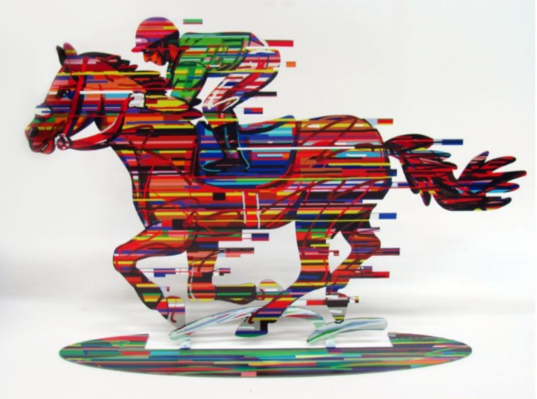 David Gerstein- Free Standing Sculpture "Jockey": Artist: David Gerstein. Medium: Free Standing Sculpture. Title: Jockey. Size: 14" x 20". Signature: Signed by the artist. Certificate of Authenticity: Is included. Additional: This piece is free
