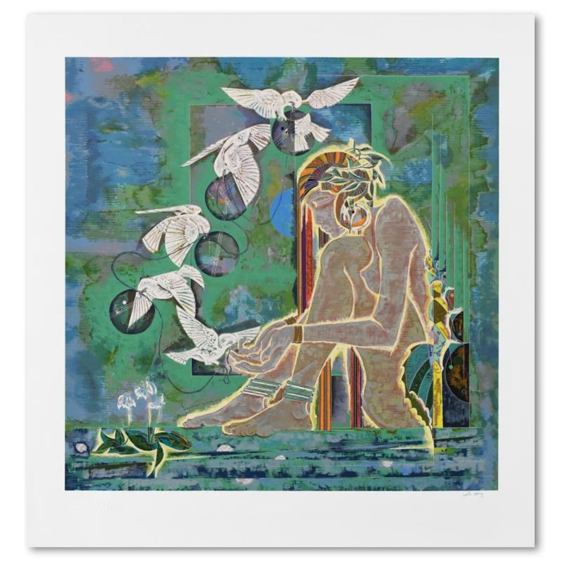 Lu Hong, "Morning Sonata" Limited Edition Serigraph on Paper, Numbered and Hand Signed with Letter: Morning Sonata is a limited edition serigraph on paper by Lu Hong, numbered and hand signed by the artist. Includes Letter of Authenticity. Measures approx. 34" x 36" (with border), 29" x 29" (image).