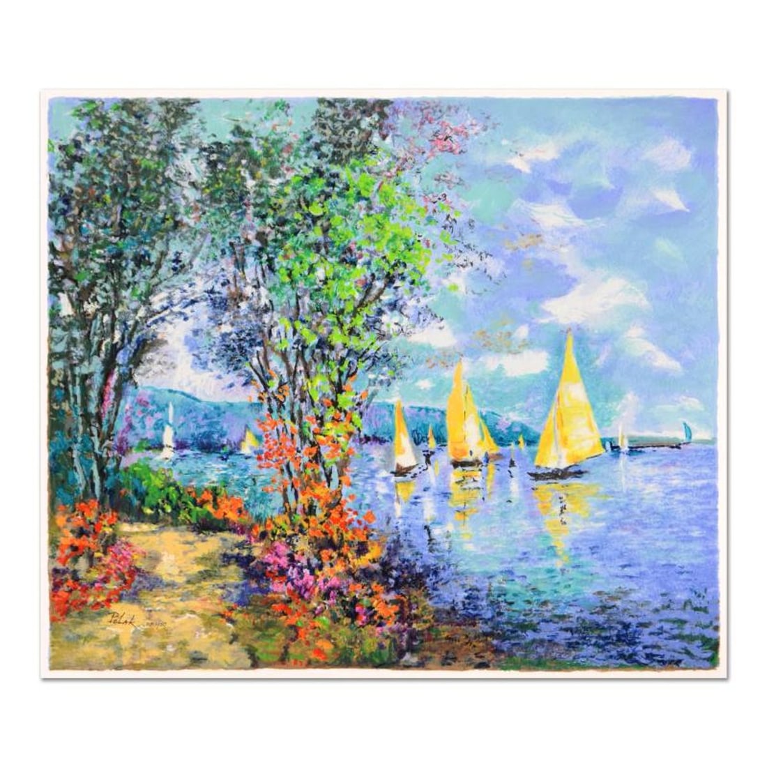 Dimitri Polak (1922-2008), "Lakeshore Fishing" Limited Edition Serigraph, Numbered and Hand Signed (1 of 2)
