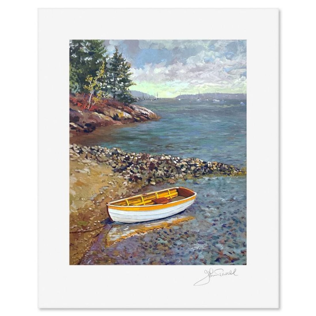 John Powell, "Coastal Shoal" Limited Edition Printer's Proof Serigraph, Numbered and Hand Signed: Coastal Shoal is a limited edition printer's proof serigraph on paper by John Powell, numbered and hand signed by the artist. Includes Letter of Authenticity. Measures approx. 19" x 15" (border), 14" 