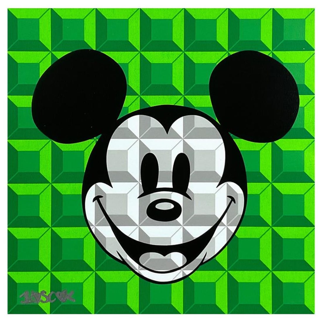 Tennessee Loveless, "Green 8-Bit Mickey" Limited Edition on Canvas from Disney Fine Art, Numbered: Green 8-Bit Mickey is a limited edition giclee on canvas by Tennessee Loveless, numbered and hand signed by the artist. This piece is licensed by Disney Fine Art. Includes Letter of Authenticity. Meas