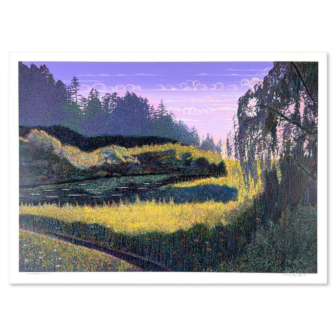 Marcus Uzilevsky (1937-2015), "Woodacre" Limited Edition Serigraph, Numbered and Hand Signed with: Woodacre is a limited edition serigraph on paper by Marcus Uzilevsky (1937-2015), numbered and hand signed by the artist. Includes Letter of Authenticity. Measures approx. 33" x 26" (border), 28" x 20