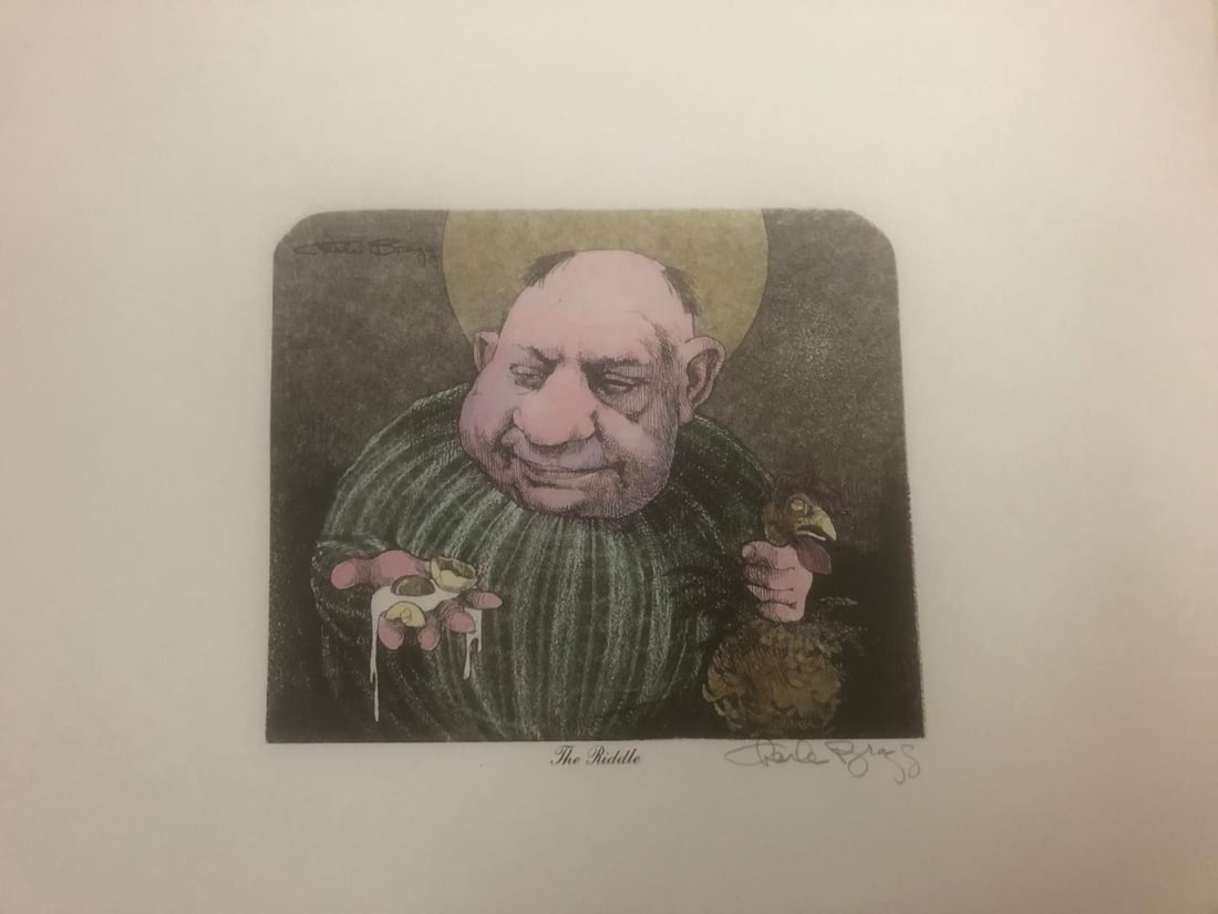 Charles Bragg- Hand watercolor over lithograph on paper "Unknown" (1 of 1)