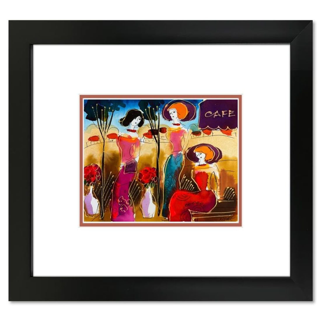 Moshe Leider, Framed Original Mixed Media Watercolor Painting, Hand Signed with Letter of: This is an original mixed media watercolor painting on paper by Moshe Leider. Hand signed by the artist, this piece comes custom framed and includes a Letter of Authenticity. Measures approximately 15