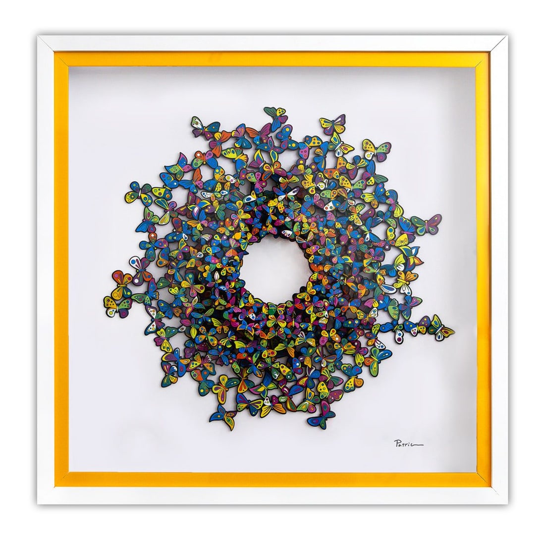 Patricia Govezensky- 3D Multilayered Woodcut "Sunlight": Artist: Patricia Govezensky. Medium: 3D Multilayered Woodcut. Title: Sunlight. Size: 18" x 18". Measures approx. 22.5" x 22.5" (framed). Signature: Hand Signed and numbered by the artist. Certificate