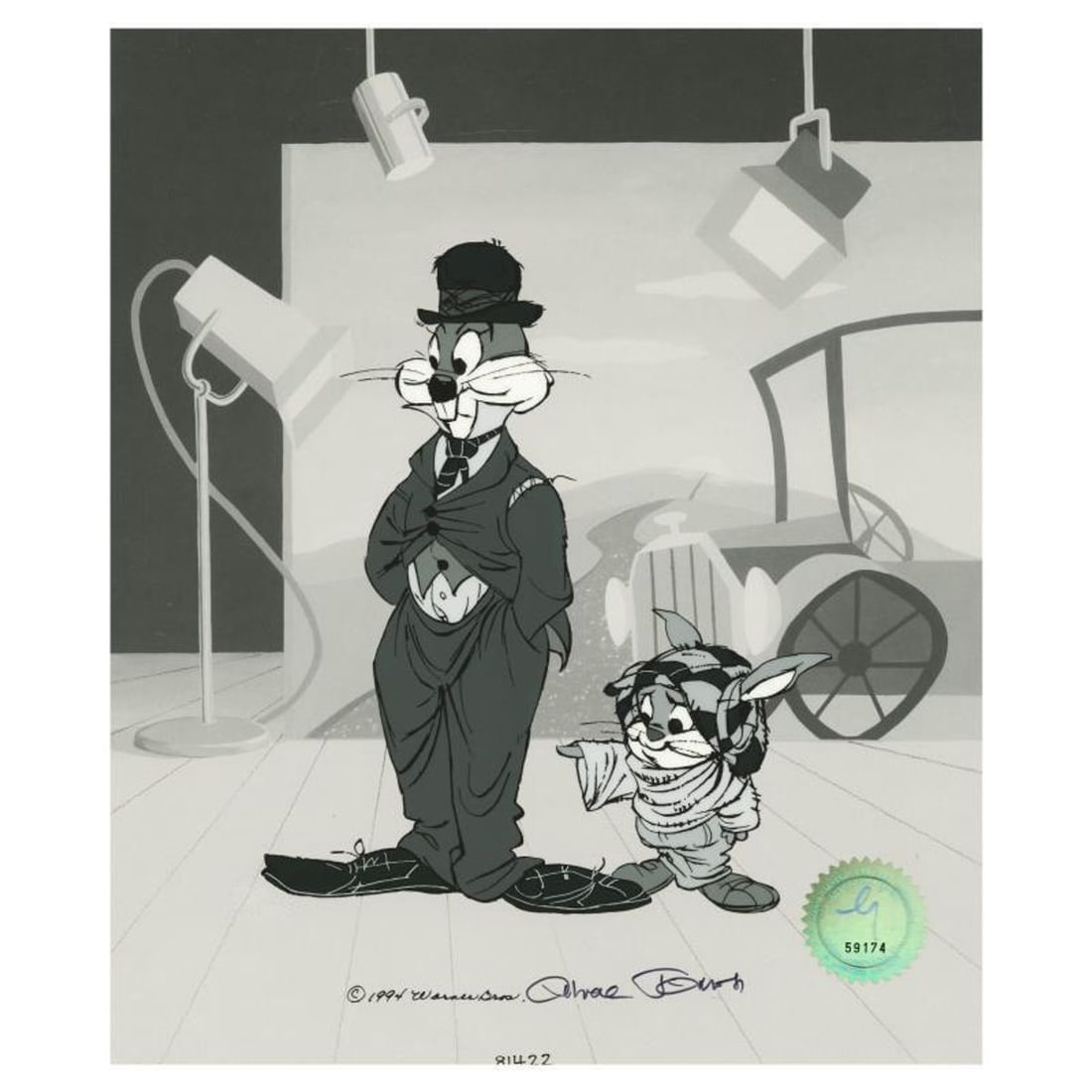 Chuck Jones "The Kid" Hand Signed, Hand Painted Limited Edition Sericel.: The Kid is a limited edition animation cel with hand painted coloring on sericel outline. The piece is numbered, hand signed by Chuck Jones (1912-2002), and includes a Certificate of Authenticity! Mea