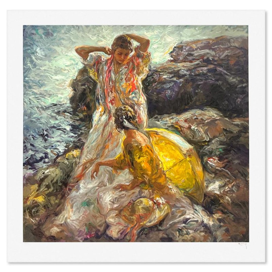 Royo, "Cala En Mallorca" Limited Edition Printer's Proof Serigraph (34" x 34"), Numbered and Hand: Cala En Mallorca is a limited edition printer's proof serigraph on paper by Royo, numbered and hand signed by the artist. Includes Letter of Authenticity. Measures approx. 39.5" x 39" (border), 34" x