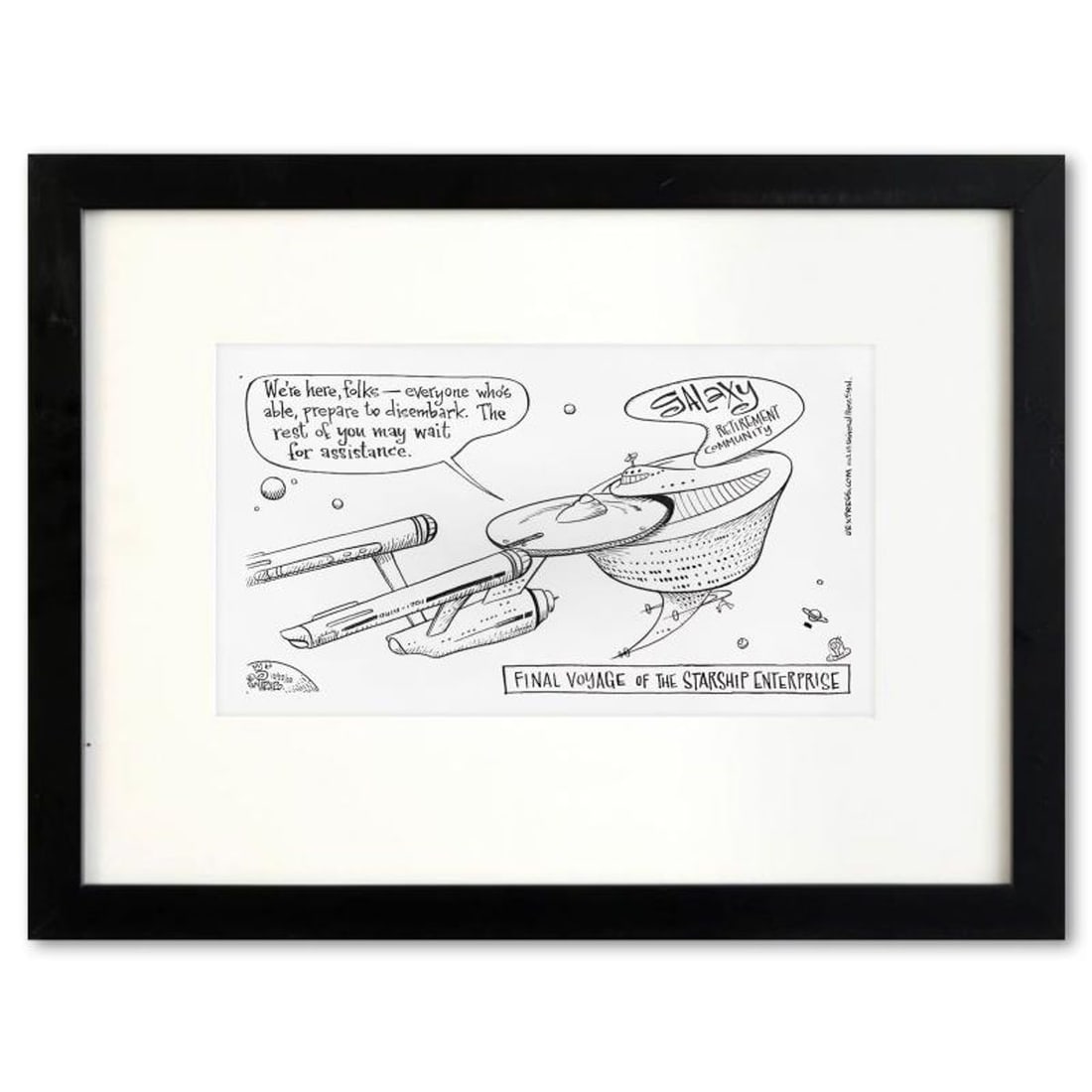 Bizarro, "Final Voyage" is a Framed Original Pen & Ink Drawing by Dan Piraro, Hand Signed with (1 of 1)