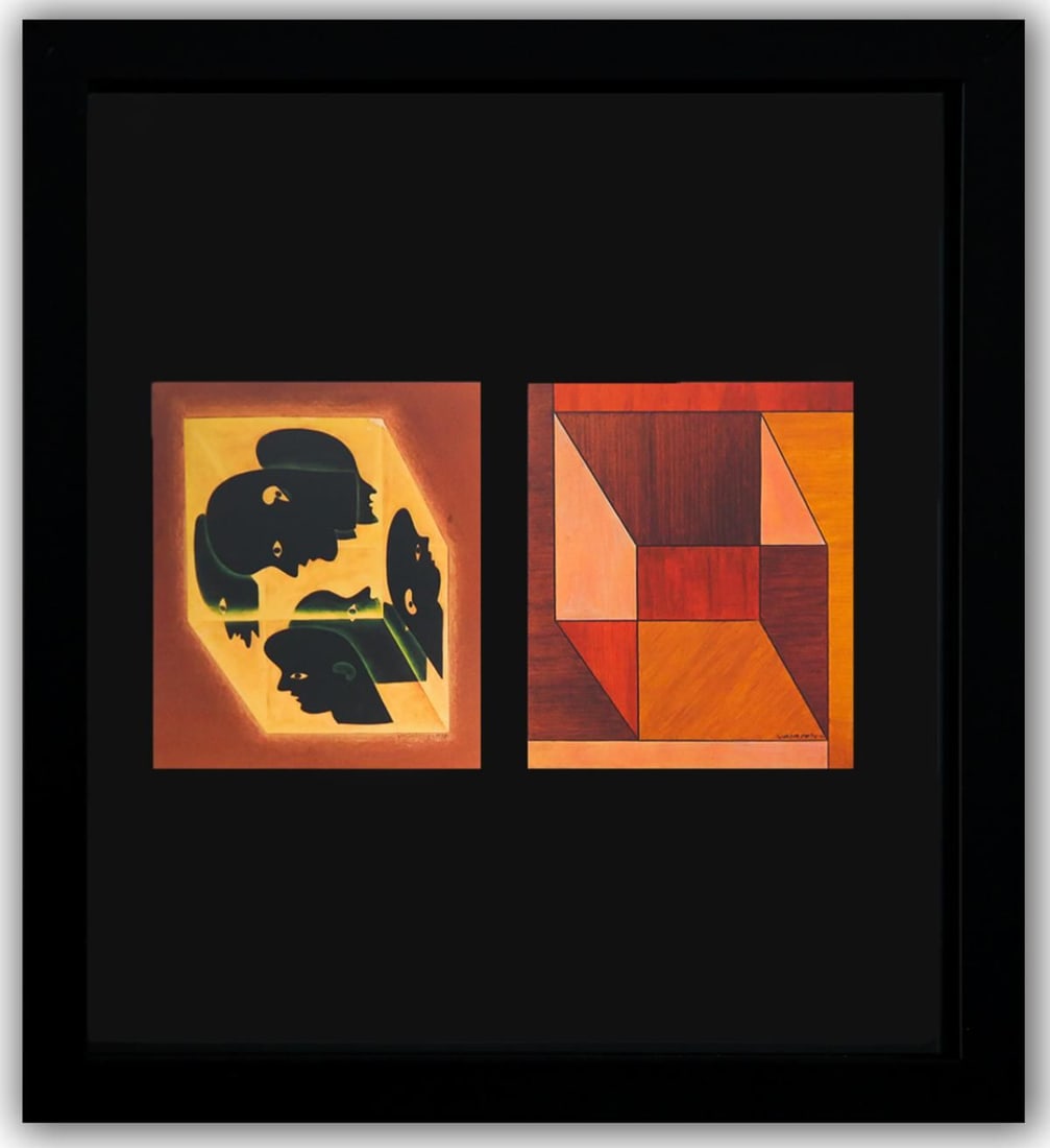 Victor Vasarely- Heliogravure Print "Untitled": Artist: Victor Vasarely. Medium: Heliogravure Print. Title: Untitled. Size: 11" x 10". Measures approx. 13" x 12" (framed). Additional: Custom Framed. Reference#: 21465.