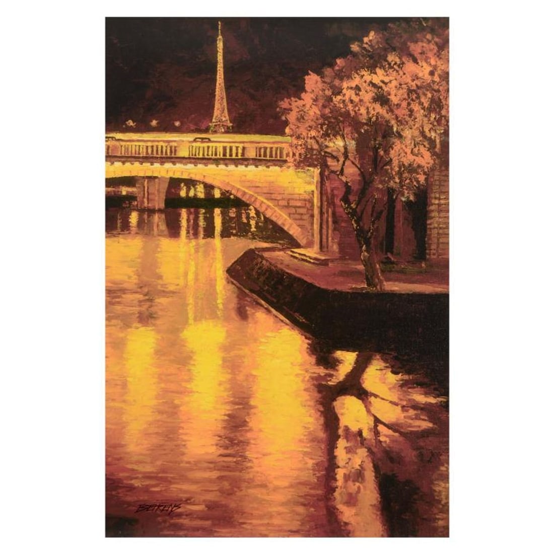 Howard Behrens (1933-2014), "Twilight On The Seine I" Limited Edition on Canvas, Numbered and Signed: Twilight On The Seine I is a limited edition giclee on canvas by Howard Behrens (1933-2014), numbered and bearing the authorized signature of the artist. This piece is from Behrens' Legacy Edition. In