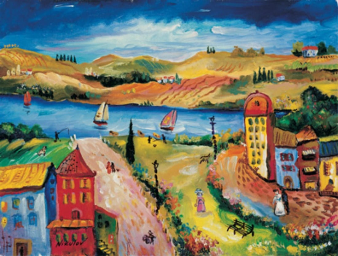 Oleg Nikulov- Original Giclee on Canvas "River View": Artist: Oleg Nikulov. Medium: Original Giclee on Canvas. Title: River View. Size: 12" x 16". Signature: Hand Signed by the Artist. Certificate of Authenticity: From the publisher. Reference#: 20971.