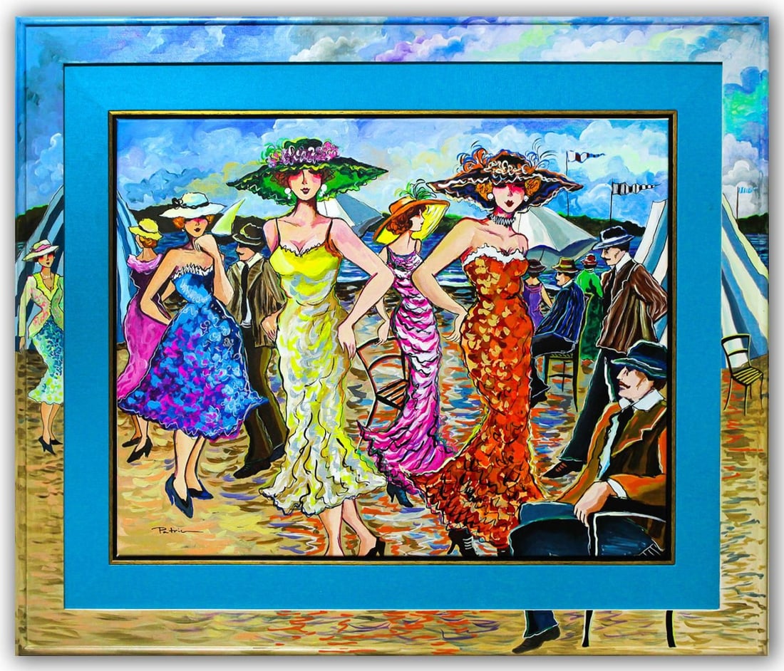 Patricia Govezensky- Original Acrylic with Hand Painted Frame "Best Party Ever": Artist: Patricia Govezensky. Medium: Original Acrylic with Hand Painted Frame. Title: Best Party Ever. Size: 24" x 30". Measures approx. 34.5" x 40.5" (framed). Signature: Hand Signed by the artist. C
