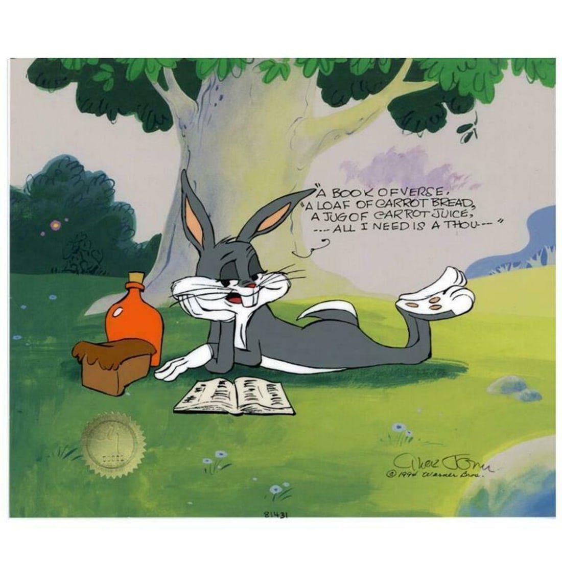 Chuck Jones (1912-2002) "Poetic Bugs" Hand Signed, Hand Painted Limited Edition Sericel. (1 of 1)