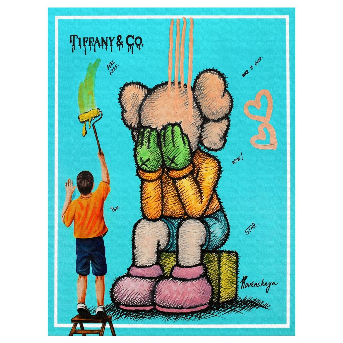 Nastya Rovenskaya- Original Mixed Media on Canvas "Imagination": Artist: Nastya Rovenskaya. Medium: Original Mixed Media on Canvas. Title: Imagination. Size: 40" x 30". Signature: Hand signed. Certificate of Authenticity: Is included. Reference#: 70938.